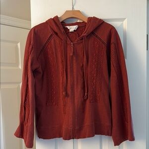 Amy’s Tree Rust Red Hooded Zip-Up Hoodie - Size L